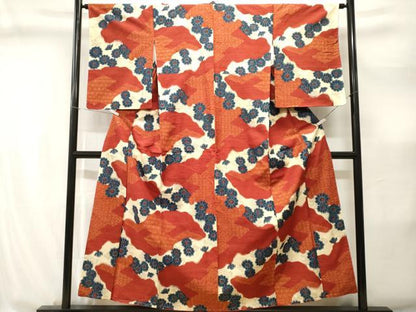 平和屋着物■上質な紬　吉祥花文　正絹　逸品　CABI8322ev