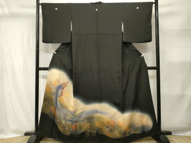 平和屋着物■豪華黒留袖　蓑亀　寿字文　暈し染め　金彩　正絹　逸品　CABI8330ev