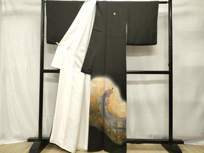 平和屋着物■豪華黒留袖　蓑亀　寿字文　暈し染め　金彩　正絹　逸品　CABI8330ev