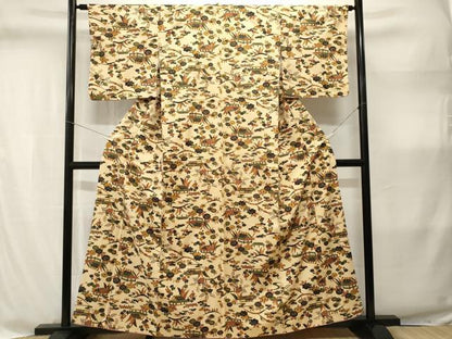 平和屋着物■上質な小紋　紬地　松竹梅風景文　正絹　逸品　CABI8341ev