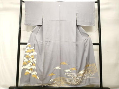 平和屋着物■豪華色留袖　駒刺繍　浜松飛鶴文　金彩　正絹　逸品　CABI8355ev