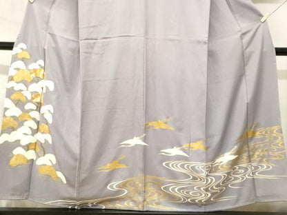 平和屋着物■豪華色留袖　駒刺繍　浜松飛鶴文　金彩　正絹　逸品　CABI8355ev