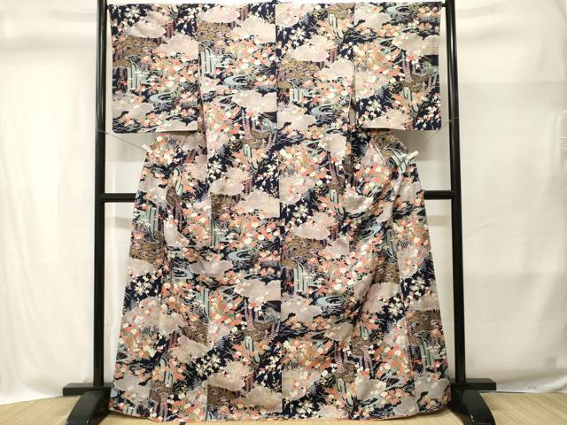 平和屋着物■上質な小紋　御所解流水草花文　金彩　正絹　逸品　未使用　CABI8357ev