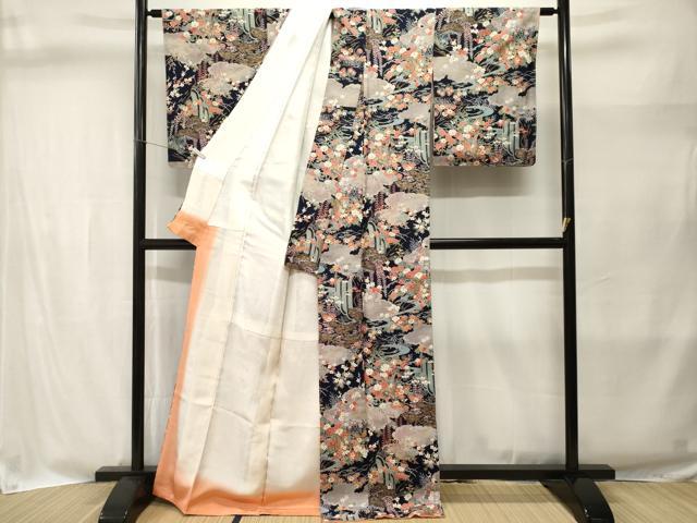 平和屋着物■上質な小紋　御所解流水草花文　金彩　正絹　逸品　未使用　CABI8357ev