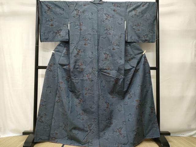 平和屋着物■上質な紬　草花文　正絹　逸品　CABI8363ev