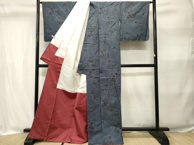 平和屋着物■上質な紬　草花文　正絹　逸品　CABI8363ev