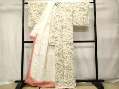 平和屋着物■上質な小紋　溢れ松葉扇面花籠文　金彩　正絹　逸品　CABI8365ev