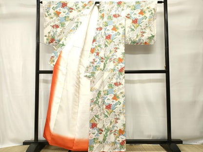 平和屋着物■上質な小紋　紬地　枝花文　正絹　逸品　CABI8369ev