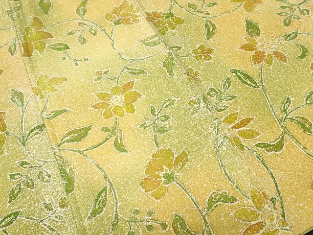 平和屋着物■上質な小紋　手描き　更紗枝花文　暈し染め　正絹　逸品　CABI8373ev