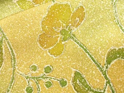 平和屋着物■上質な小紋　手描き　更紗枝花文　暈し染め　正絹　逸品　CABI8373ev