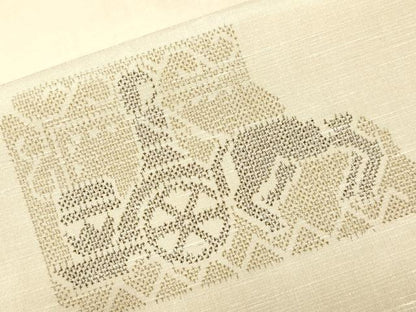 平和屋着物■上質な紬　古代エジプト壁画文様　　正絹　逸品　CABI8376ev
