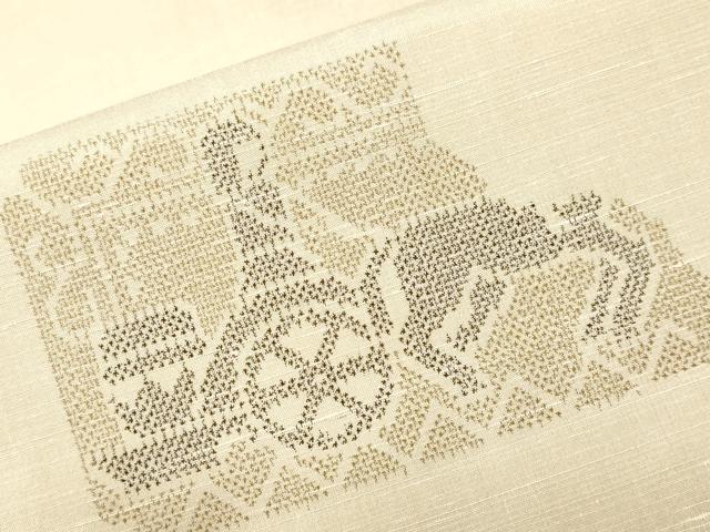 平和屋着物■上質な紬　古代エジプト壁画文様　　正絹　逸品　CABI8376ev