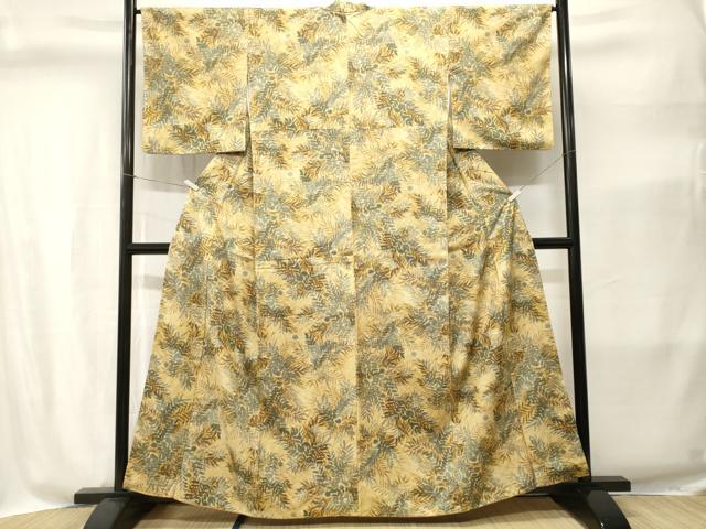 平和屋着物■上質な小紋　紬地　枝葉文　正絹　逸品　CABI8377ev