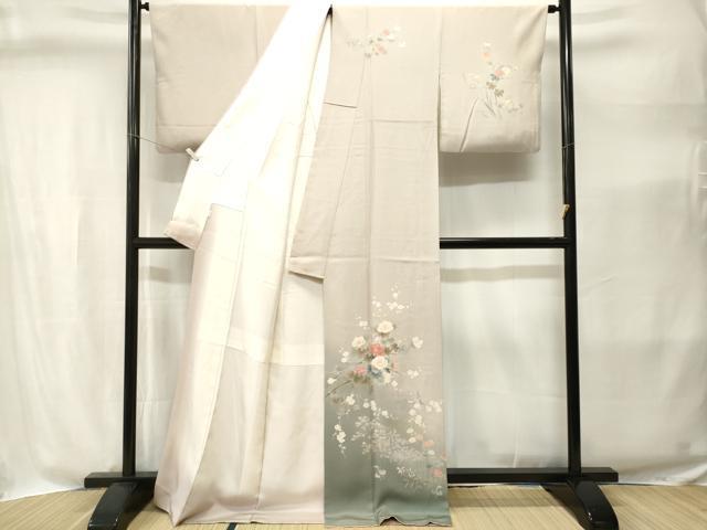 平和屋着物■訪問着　休み鳥風景文　暈し染め　金銀彩　正絹　逸品　CABI8378ev