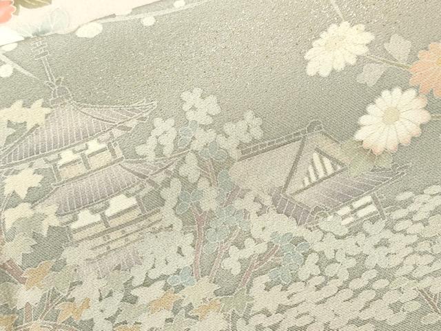 平和屋着物■訪問着　休み鳥風景文　暈し染め　金銀彩　正絹　逸品　CABI8378ev