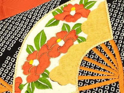 平和屋着物■豪華振袖　駒刺繍　絞り　扇面草花文　正絹　逸品　CABI8380ev