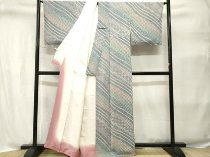 平和屋着物■上質な小紋　斜線鹿の子文　正絹　逸品　CABI8382ev
