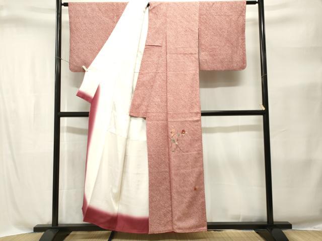 平和屋着物■色留訪問着　刺繍　絞り　枝椿文　正絹　逸品　CABI8385ev
