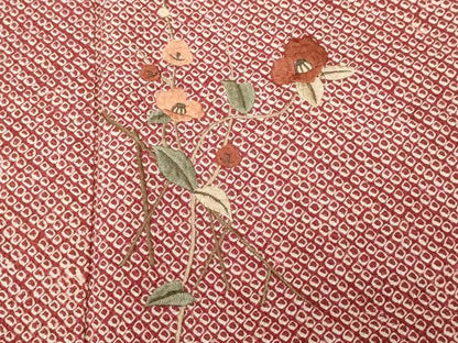 平和屋着物■色留訪問着　刺繍　絞り　枝椿文　正絹　逸品　CABI8385ev