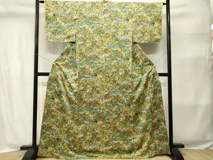 平和屋着物■上質な小紋　草花文　正絹　逸品　CABI8388ev