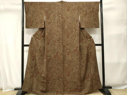 平和屋着物■上質な小紋　枝花文　鬼しぼ縮緬　正絹　逸品　CABI8393ev