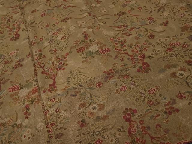 平和屋着物■上質な小紋　枝花文　鬼しぼ縮緬　正絹　逸品　CABI8393ev