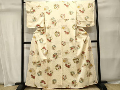 平和屋着物■上質な小紋　吉祥草花丸文　正絹　逸品　CABI8394ev