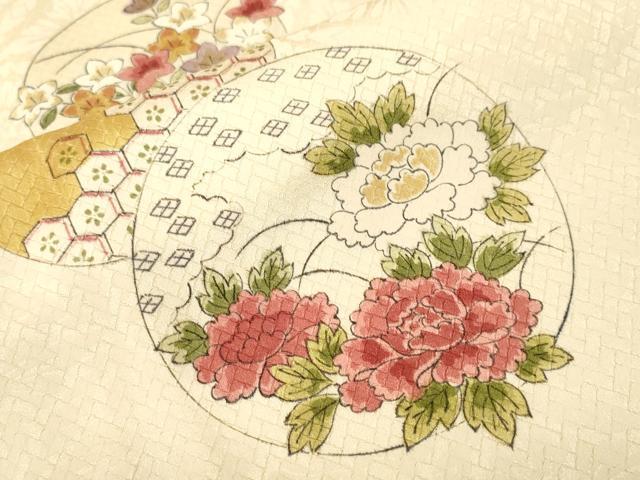 平和屋着物■上質な小紋　吉祥草花丸文　正絹　逸品　CABI8394ev