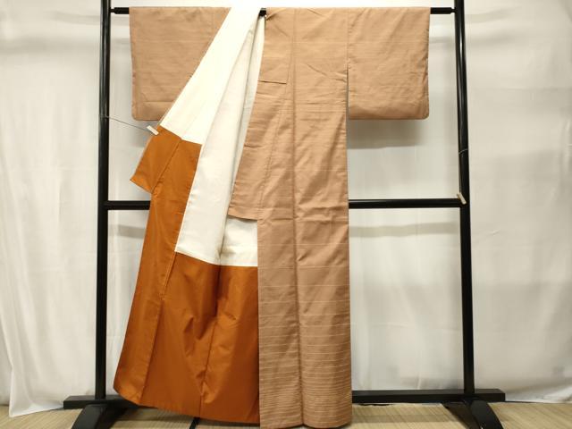 平和屋着物■上質な紬　横段文　正絹　逸品　CABI8398ev