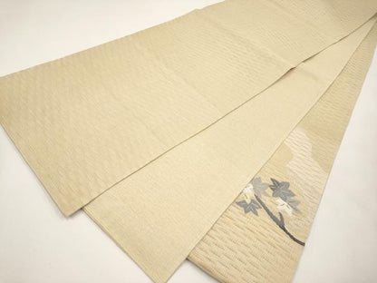 平和屋着物＊夏物　太鼓柄袋帯　すくい織　楓文　金銀糸　正絹　逸品　CABI8410tx