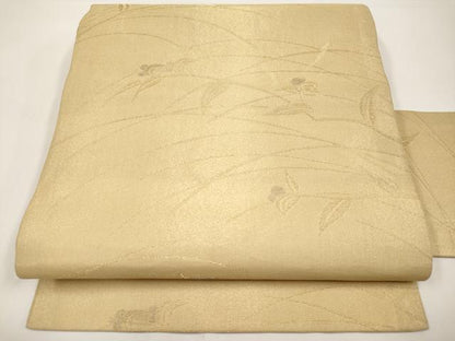 平和屋着物＊夏物　九寸名古屋帯　枝花文　金銀糸　正絹　逸品　CABI8416tx