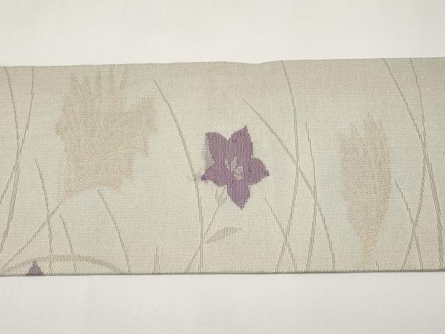 平和屋着物＊夏物　九寸名古屋帯　すすき　桔梗　金糸　正絹　逸品　CABI8420tx