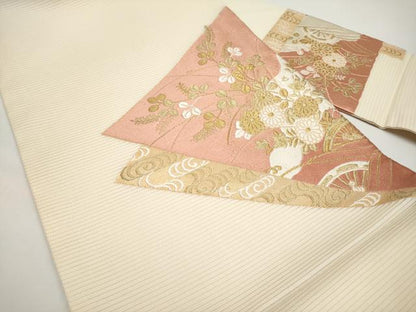 平和屋着物＊夏物　九寸名古屋帯　唐織　流水枝花文　金糸　正絹　逸品　CABI8421tx