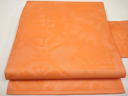 平和屋着物＊夏物　九寸名古屋帯　動物菱天井文　赤橙色　正絹　逸品　CABI8422tx