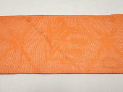 平和屋着物＊夏物　九寸名古屋帯　動物菱天井文　赤橙色　正絹　逸品　CABI8422tx