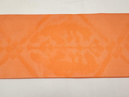 平和屋着物＊夏物　九寸名古屋帯　動物菱天井文　赤橙色　正絹　逸品　CABI8422tx