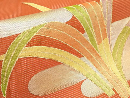 平和屋着物＊夏物　九寸名古屋帯　霞草木文　金銀糸　正絹　逸品　CABI8423tx