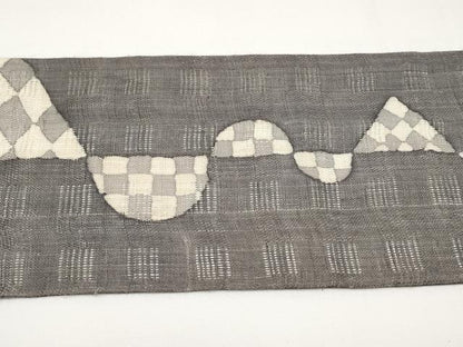 平和屋着物＊夏物　九寸名古屋帯　抽象文　麻　逸品　CABI8426tx