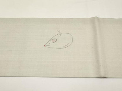 平和屋着物＊夏物　九寸名古屋帯　手描き　絹芭蕉　二代目純峰作　ネズミ　証紙付き　正絹　逸品　未使用　CABI8427tx