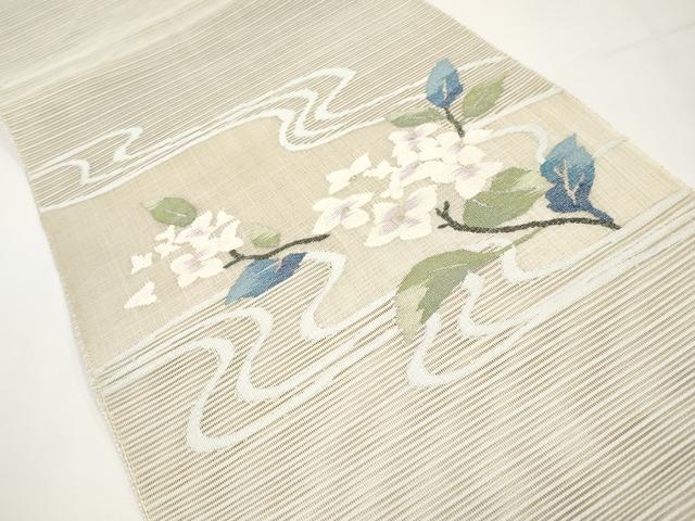 平和屋着物＊夏物　八寸名古屋帯　絽綴れ　流水枝花文　金銀糸　正絹　逸品　CABI8432tx