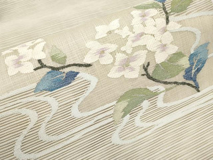 平和屋着物＊夏物　八寸名古屋帯　絽綴れ　流水枝花文　金銀糸　正絹　逸品　CABI8432tx