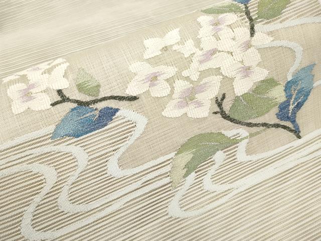 平和屋着物＊夏物　八寸名古屋帯　絽綴れ　流水枝花文　金銀糸　正絹　逸品　CABI8432tx