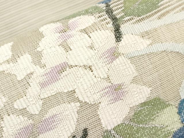 平和屋着物＊夏物　八寸名古屋帯　絽綴れ　流水枝花文　金銀糸　正絹　逸品　CABI8432tx
