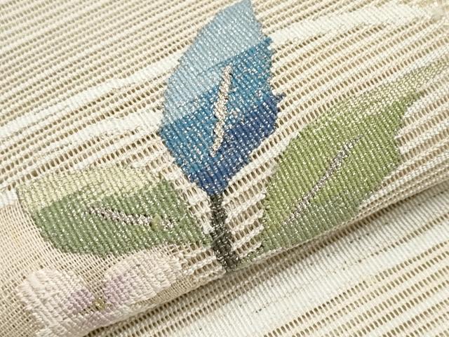 平和屋着物＊夏物　八寸名古屋帯　絽綴れ　流水枝花文　金銀糸　正絹　逸品　CABI8432tx
