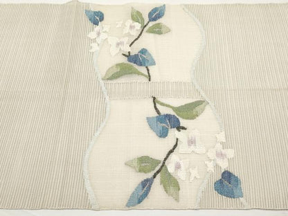 平和屋着物＊夏物　八寸名古屋帯　絽綴れ　流水枝花文　金銀糸　正絹　逸品　CABI8432tx