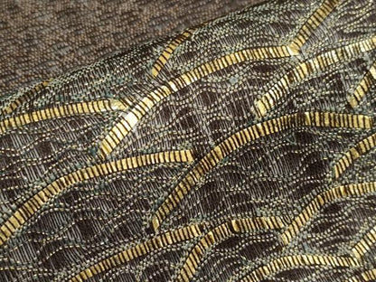 平和屋着物▽太鼓柄袋帯　スリーシーズン　春夏秋　櫛織　霞文　金糸　正絹　逸品　CABI8438tx