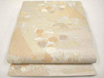 平和屋着物＊夏物　六通柄袋帯　竜田川　金銀糸　正絹　逸品　CABI8441tx