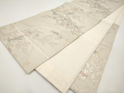 平和屋着物＊夏物　六通柄袋帯　枝葉文　金糸　正絹　逸品　CABI8445tx