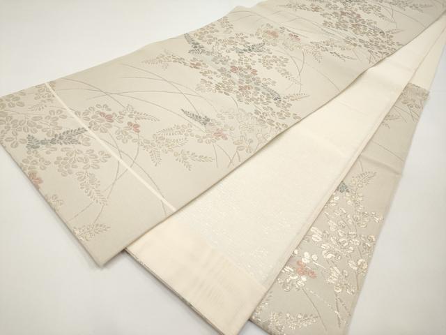 平和屋着物＊夏物　六通柄袋帯　枝葉文　金糸　正絹　逸品　CABI8445tx
