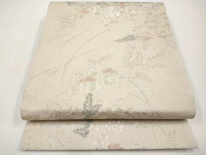 平和屋着物＊夏物　六通柄袋帯　枝葉文　金糸　正絹　逸品　CABI8445tx